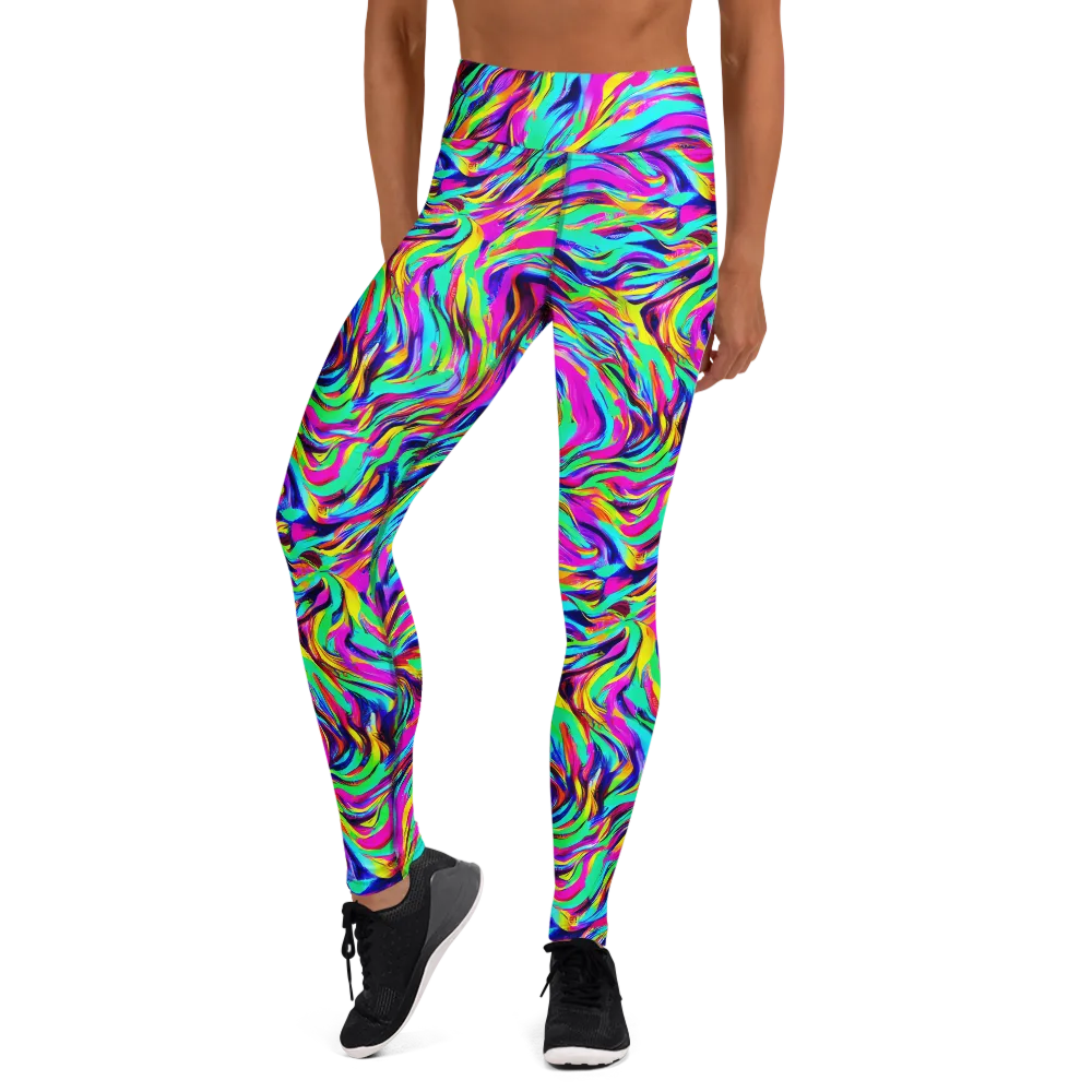 Rainbow Riot on Yoga Leggings — Front