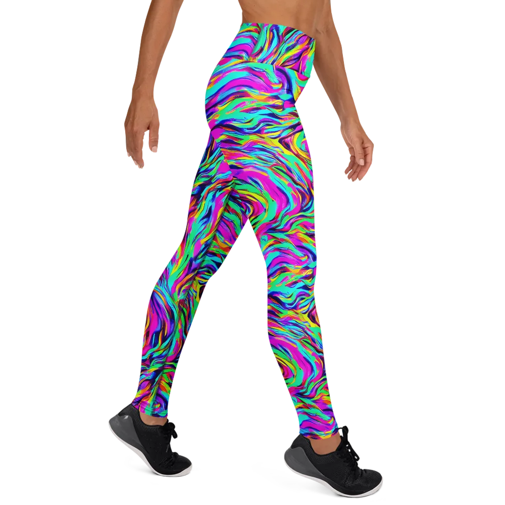 Rainbow Riot on Yoga Leggings — Right