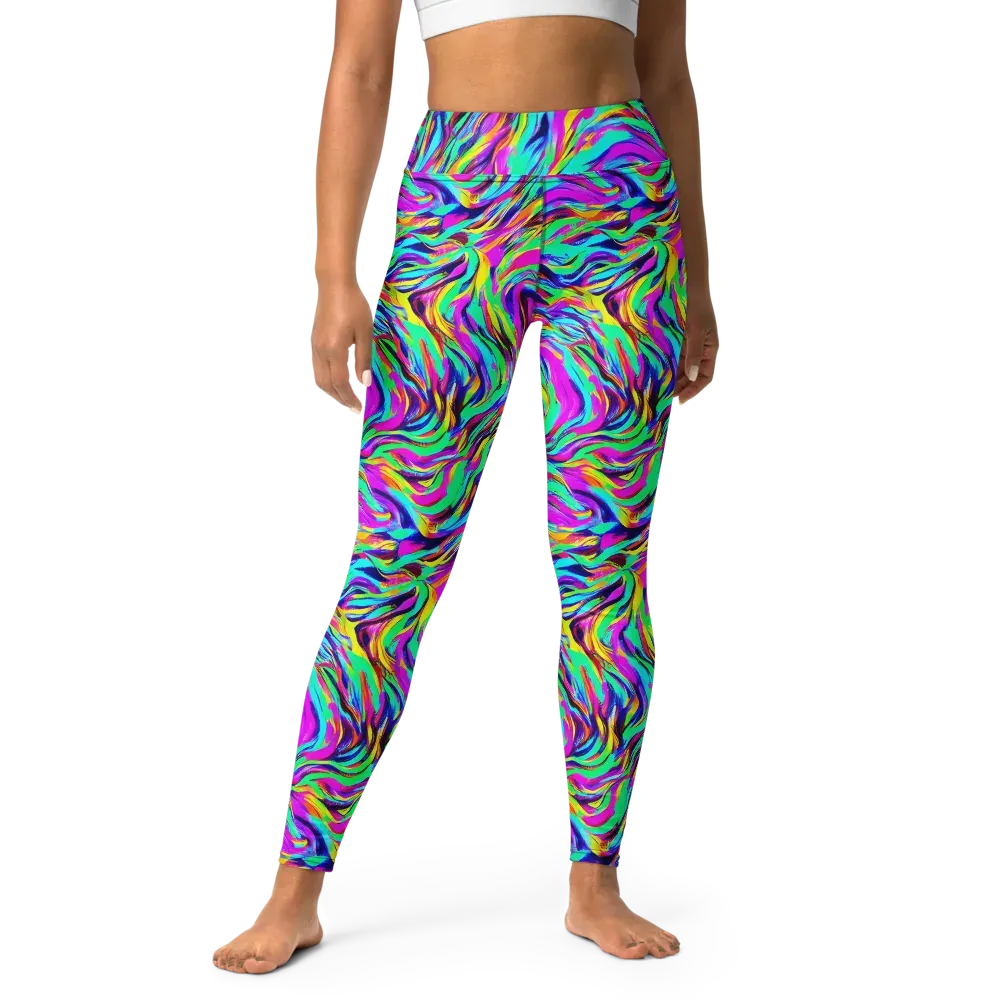 Rainbow Riot on Yoga Leggings — Front