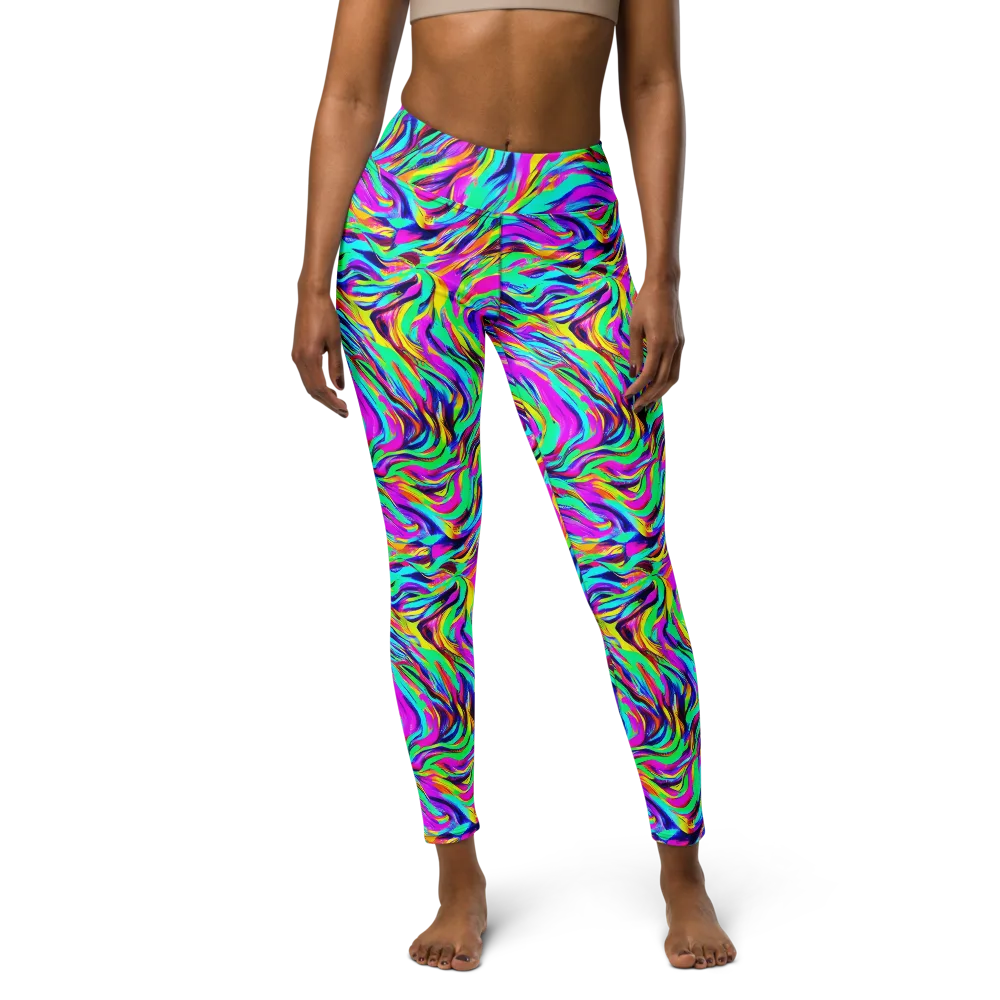 Rainbow Riot on Yoga Leggings — Front