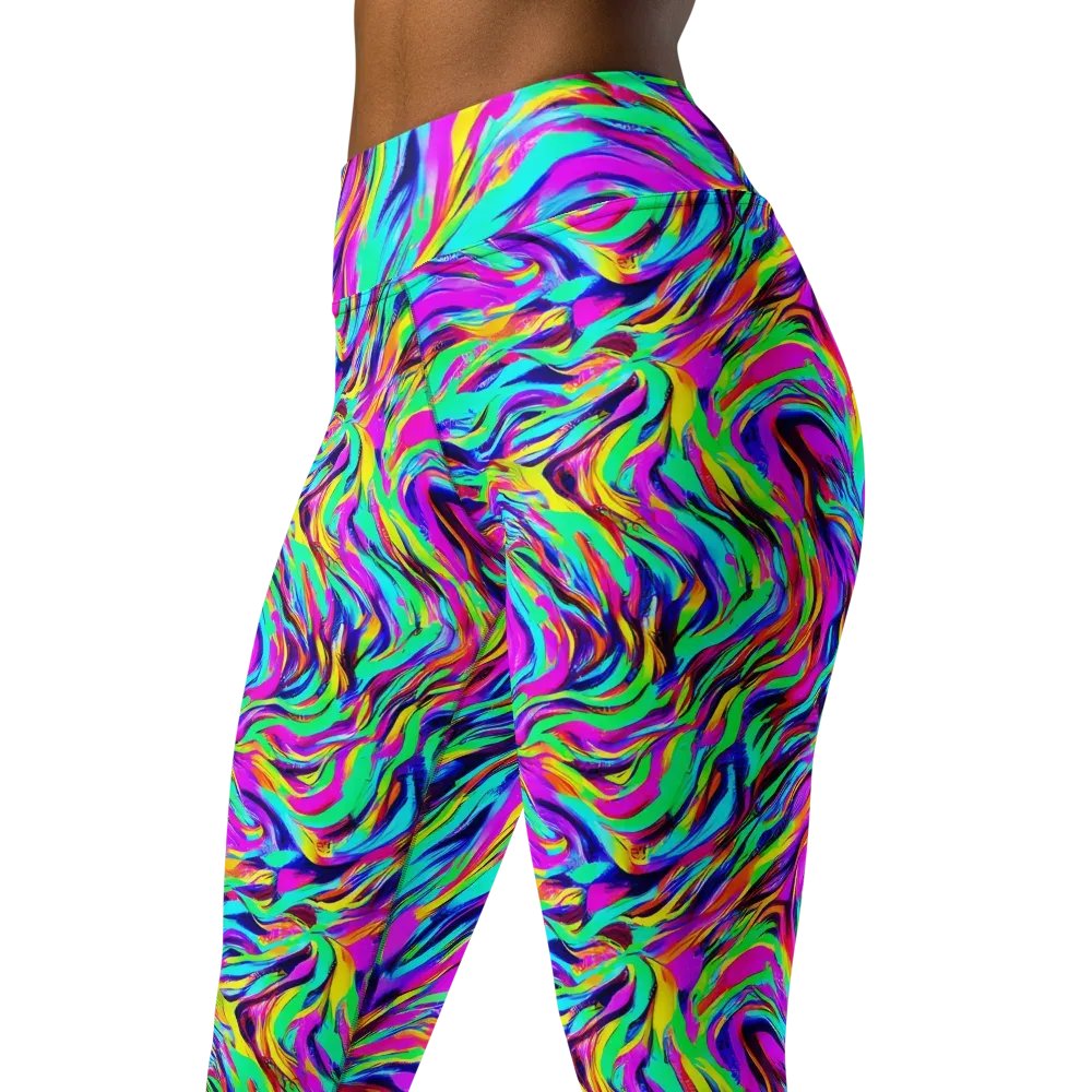 Rainbow Riot on Yoga Leggings — Left Front