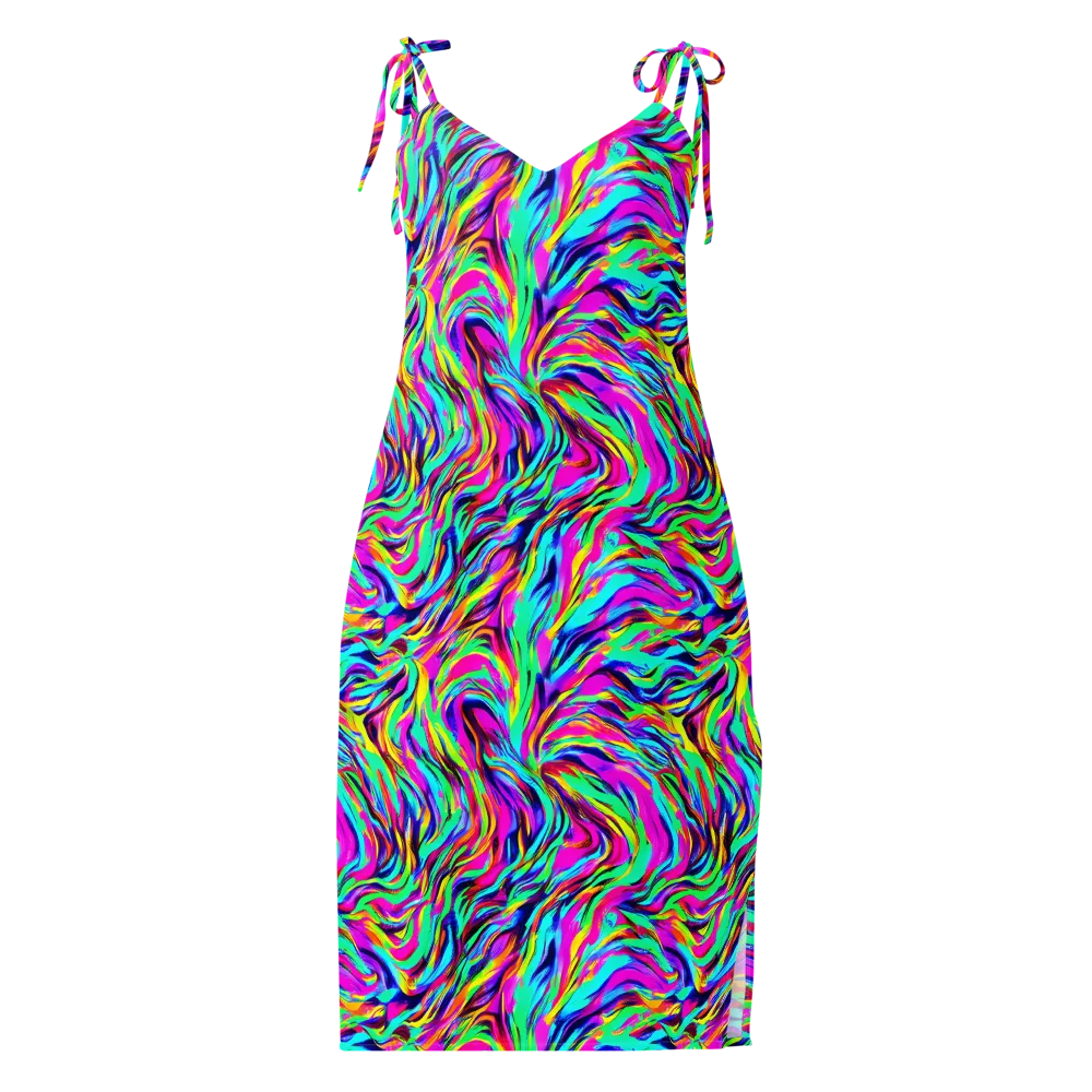 Rainbow Riot on Slip Dress — Front