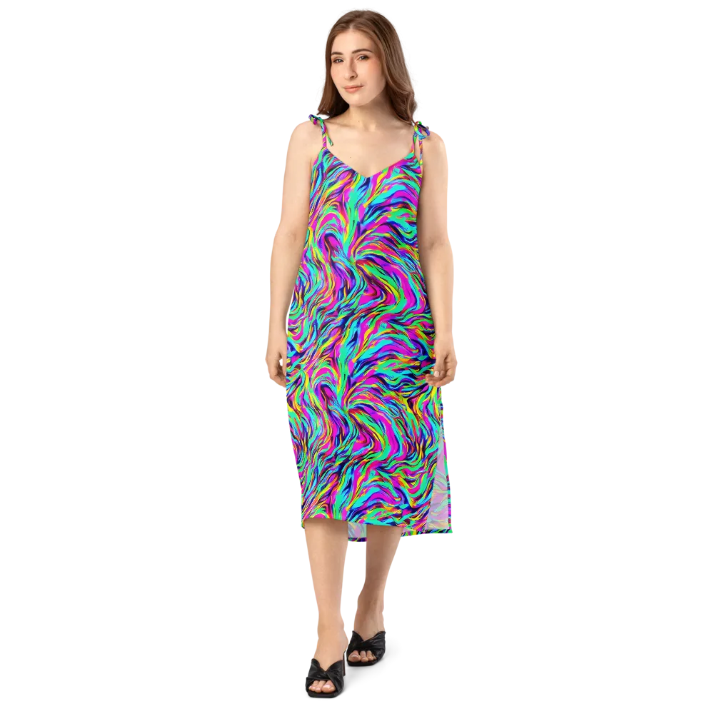 Rainbow Riot on Slip Dress — Front