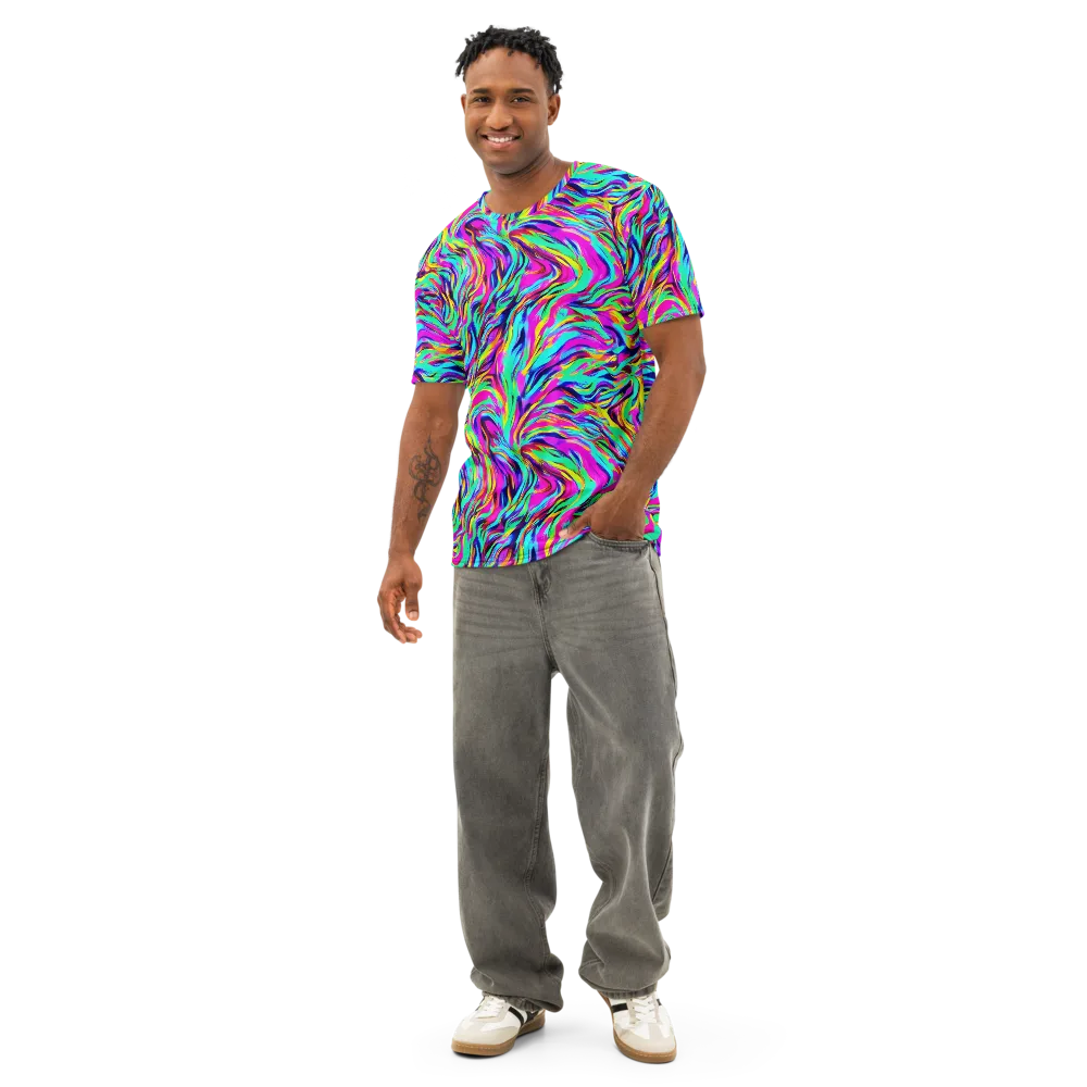Rainbow Riot on Men's Cotton Crew Neck T-Shirt — Front