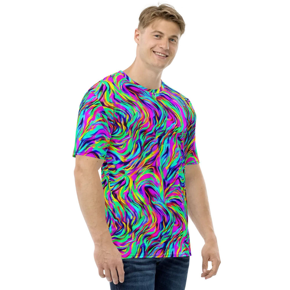 Rainbow Riot on Men's Crew Neck T-Shirt — Right