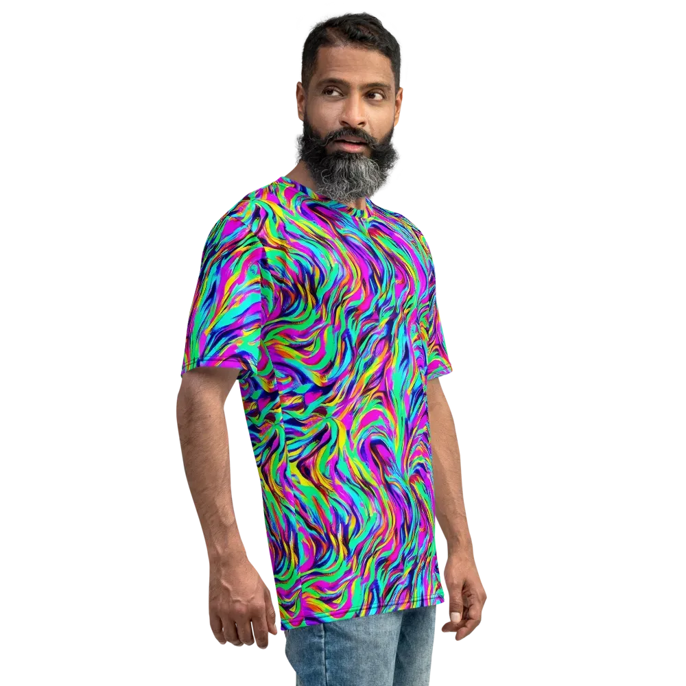 Rainbow Riot on Men's Crew Neck T-Shirt — Right
