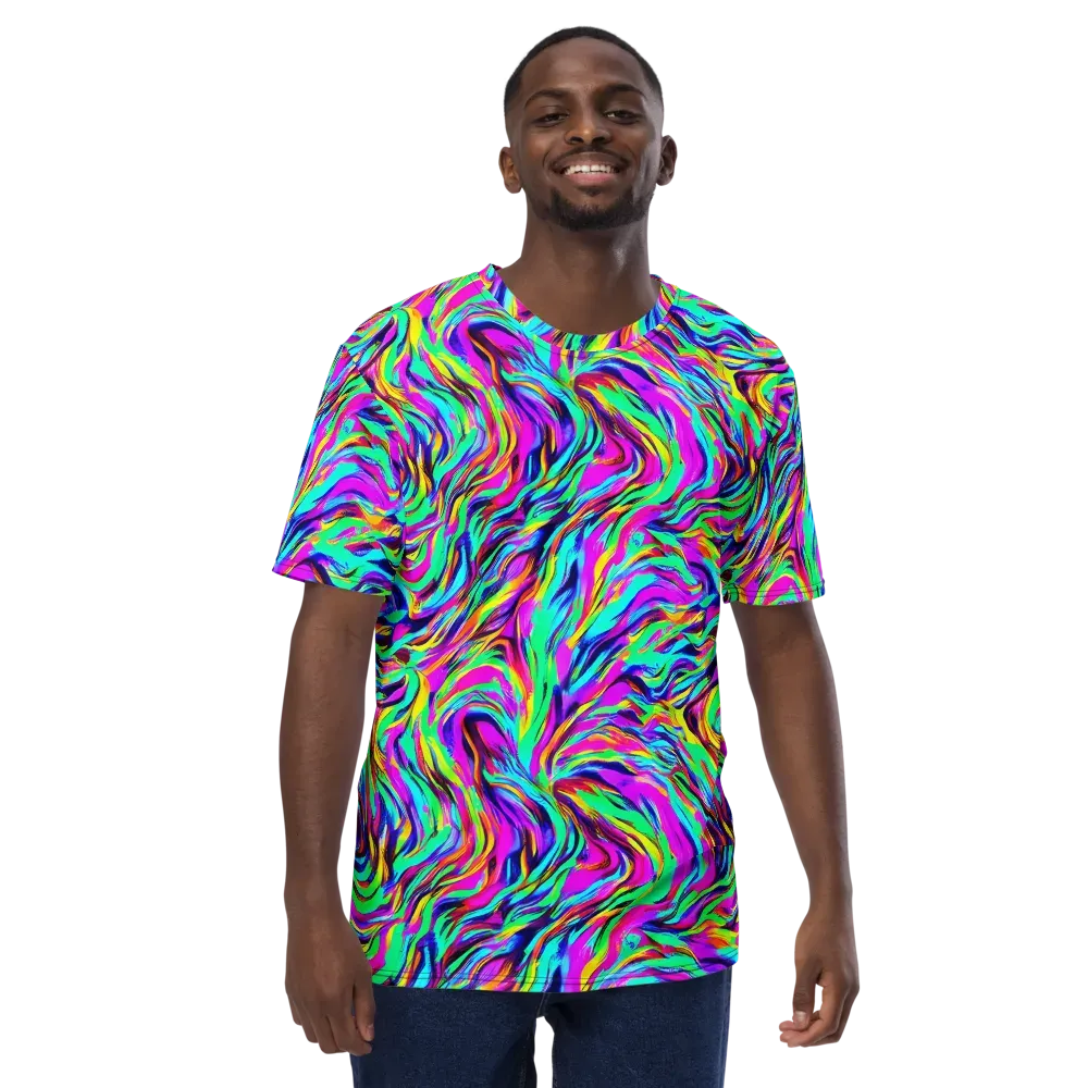 Rainbow Riot on Men's Crew Neck T-Shirt — Front