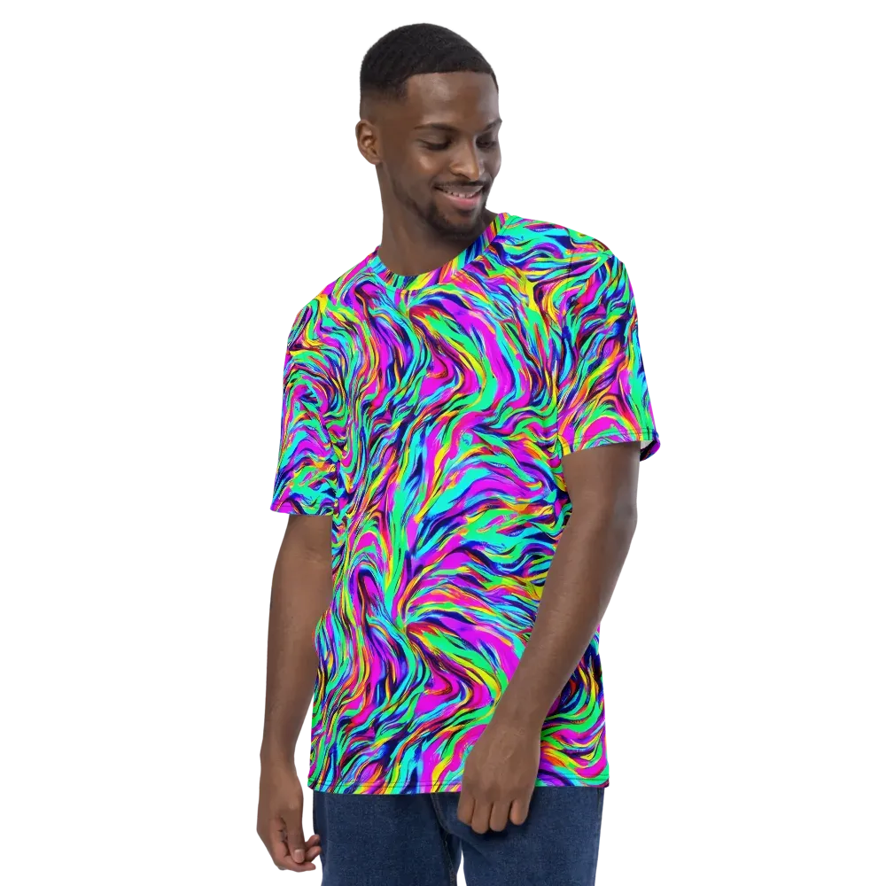 Rainbow Riot on Men's Crew Neck T-Shirt — Left