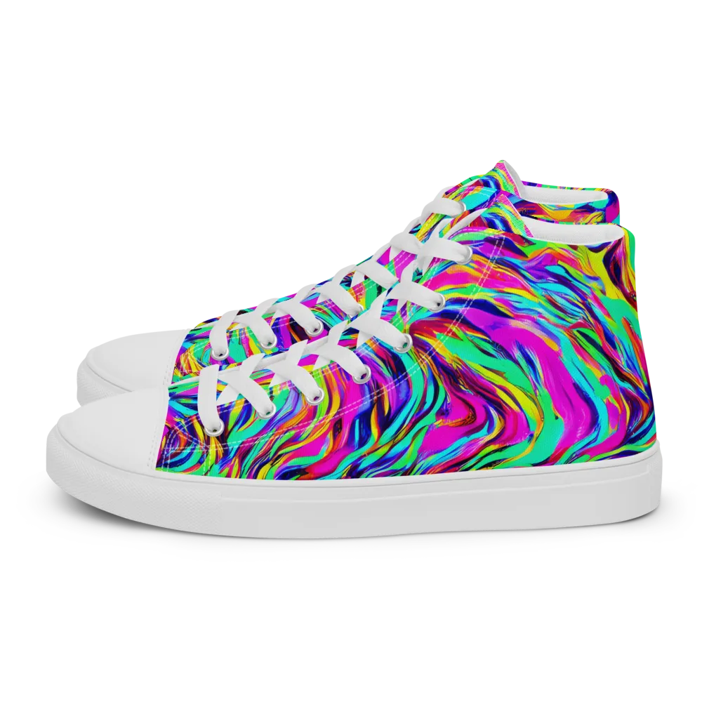 Rainbow Riot on Men's High Top Canvas Shoes — Left