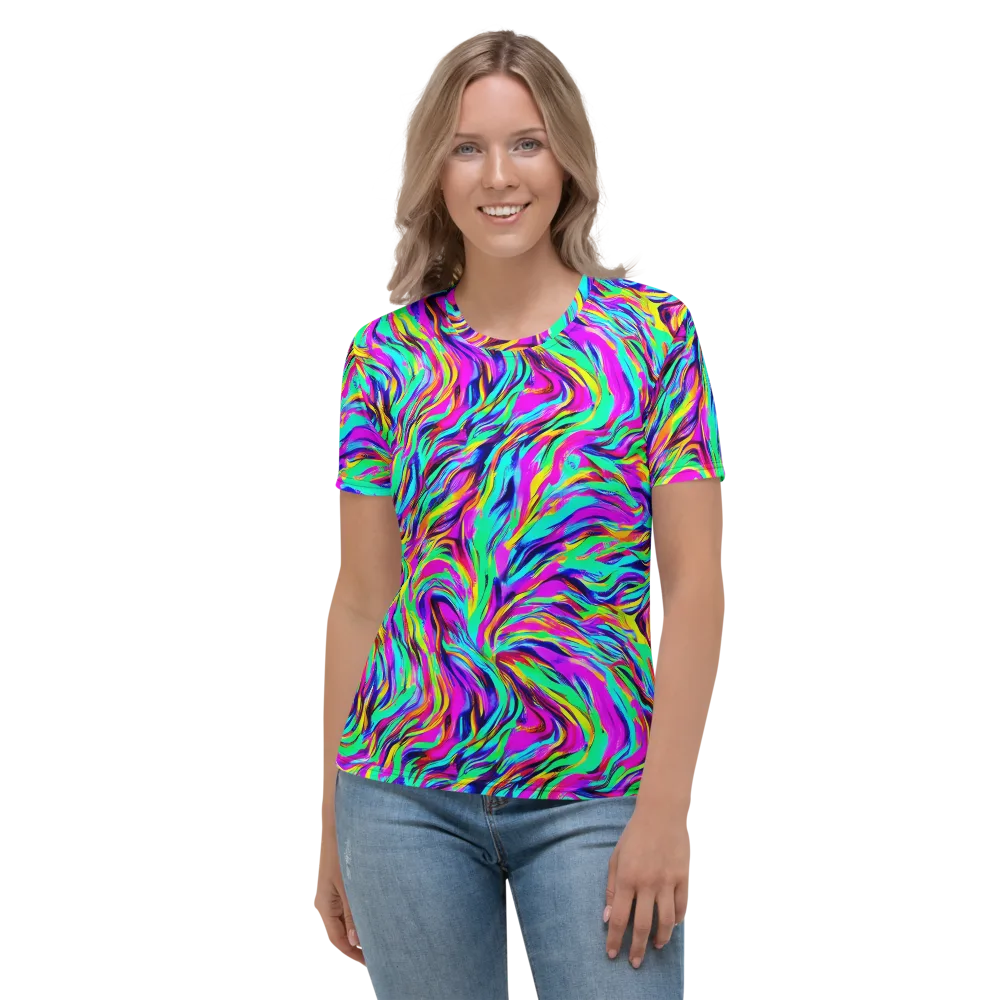 Rainbow Riot on Women's Crew Neck T-Shirt — Front