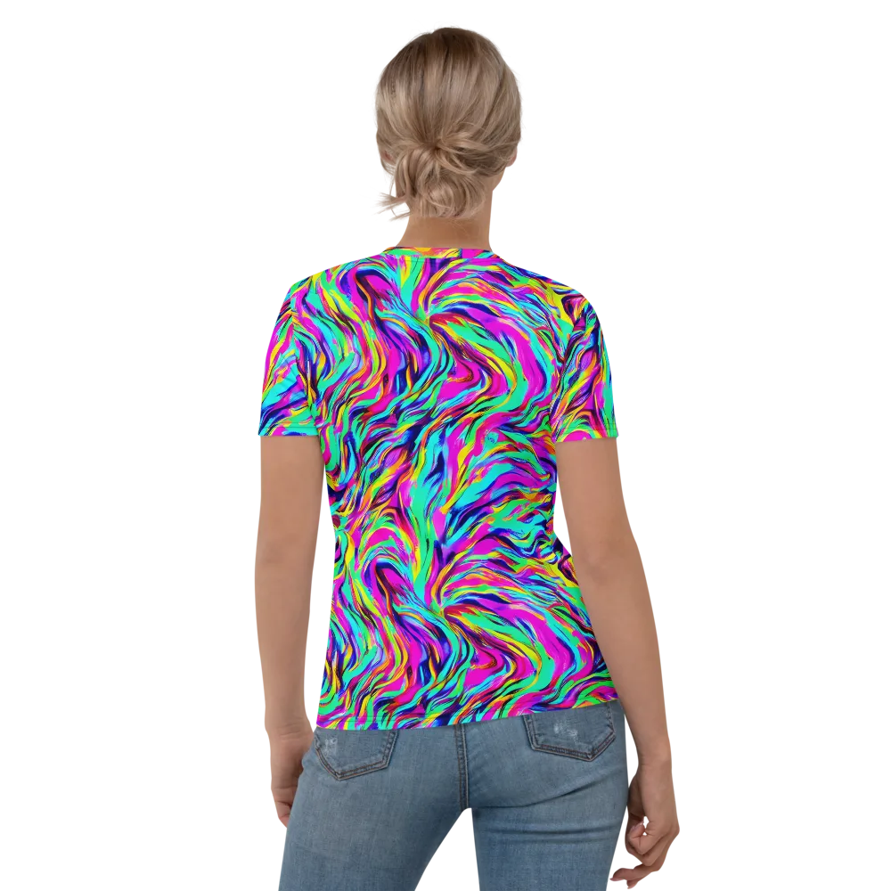 Rainbow Riot on Women's Crew Neck T-Shirt — Back