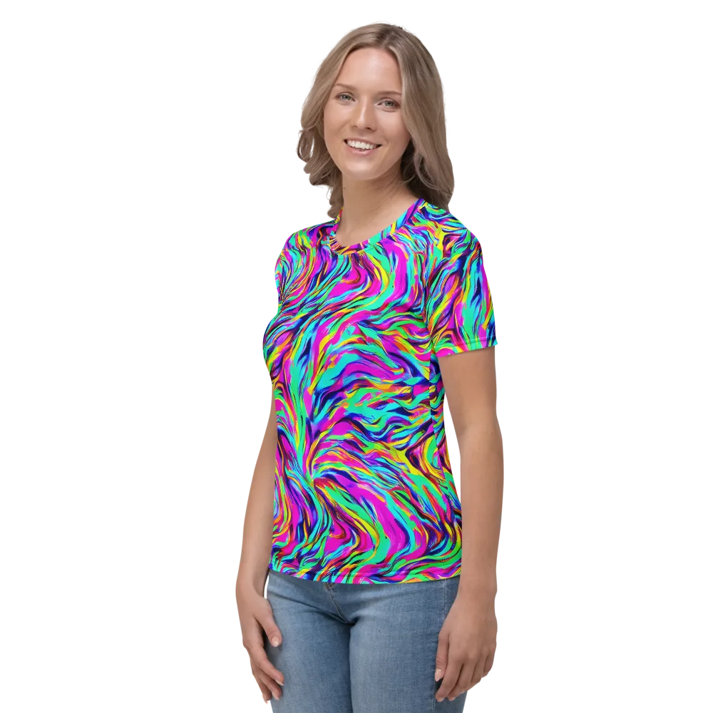 Rainbow Riot on Women's Crew Neck T-Shirt — Left
