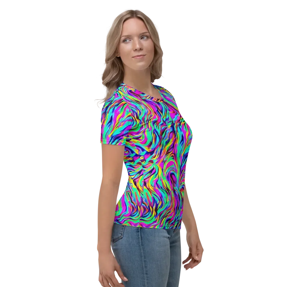 Rainbow Riot on Women's Crew Neck T-Shirt — Right