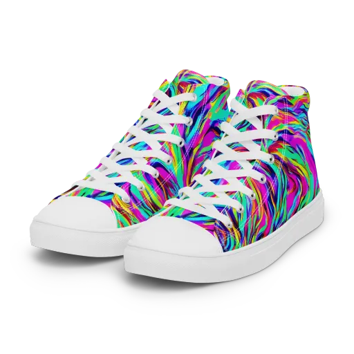 Rainbow Riot on a Women's High Top Canvas Shoes