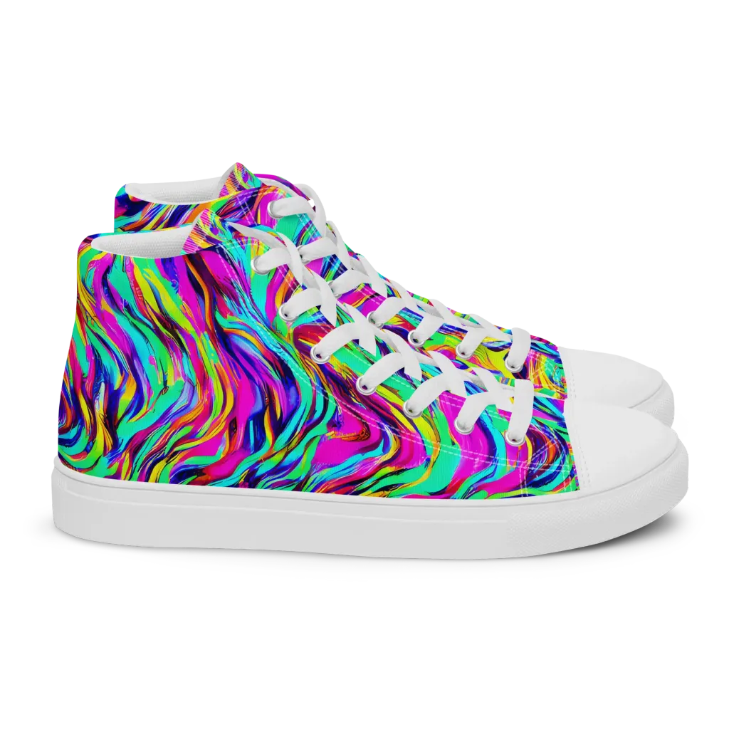 Rainbow Riot on Women's High Top Canvas Shoes — Right