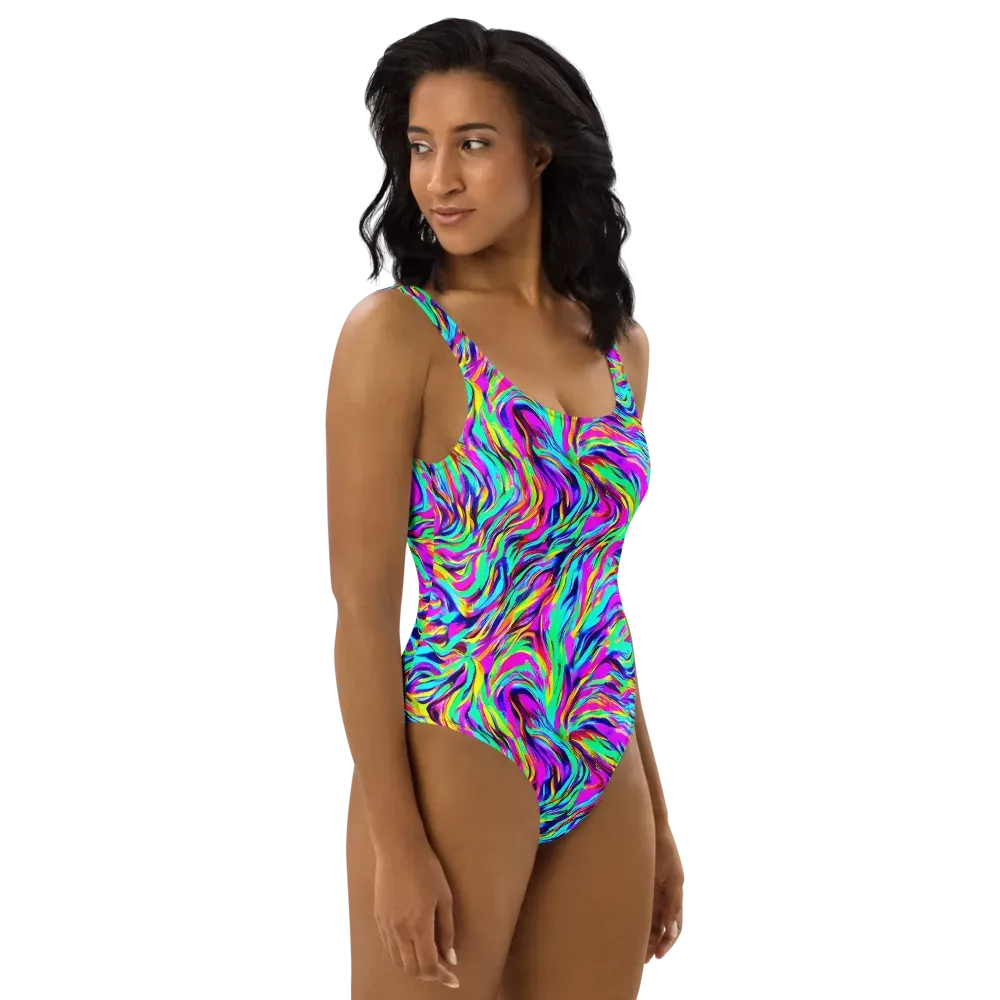 Rainbow Riot on One-Piece Swimsuit — Right