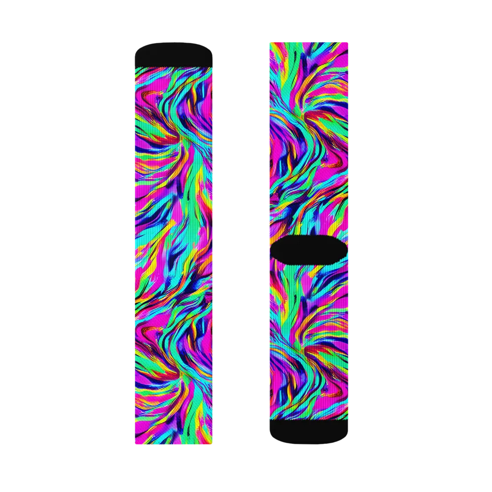 Rainbow Riot on Socks — Left Sock