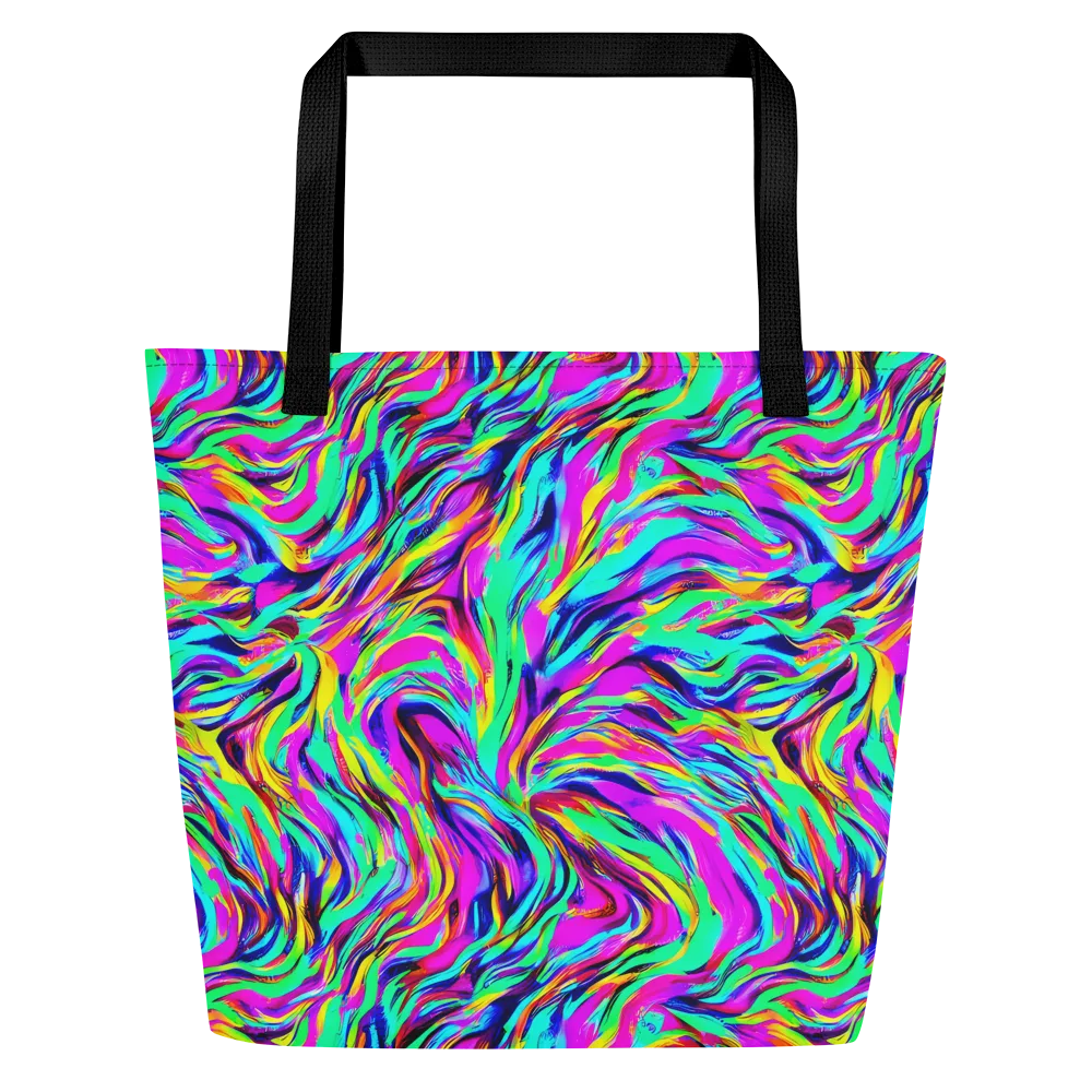Rainbow Riot on Large Tote Bag W/ Pocket — Front