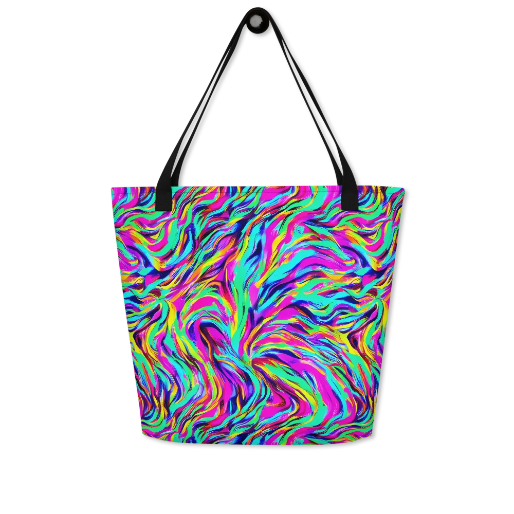 Rainbow Riot on Large Tote Bag W/ Pocket — Front
