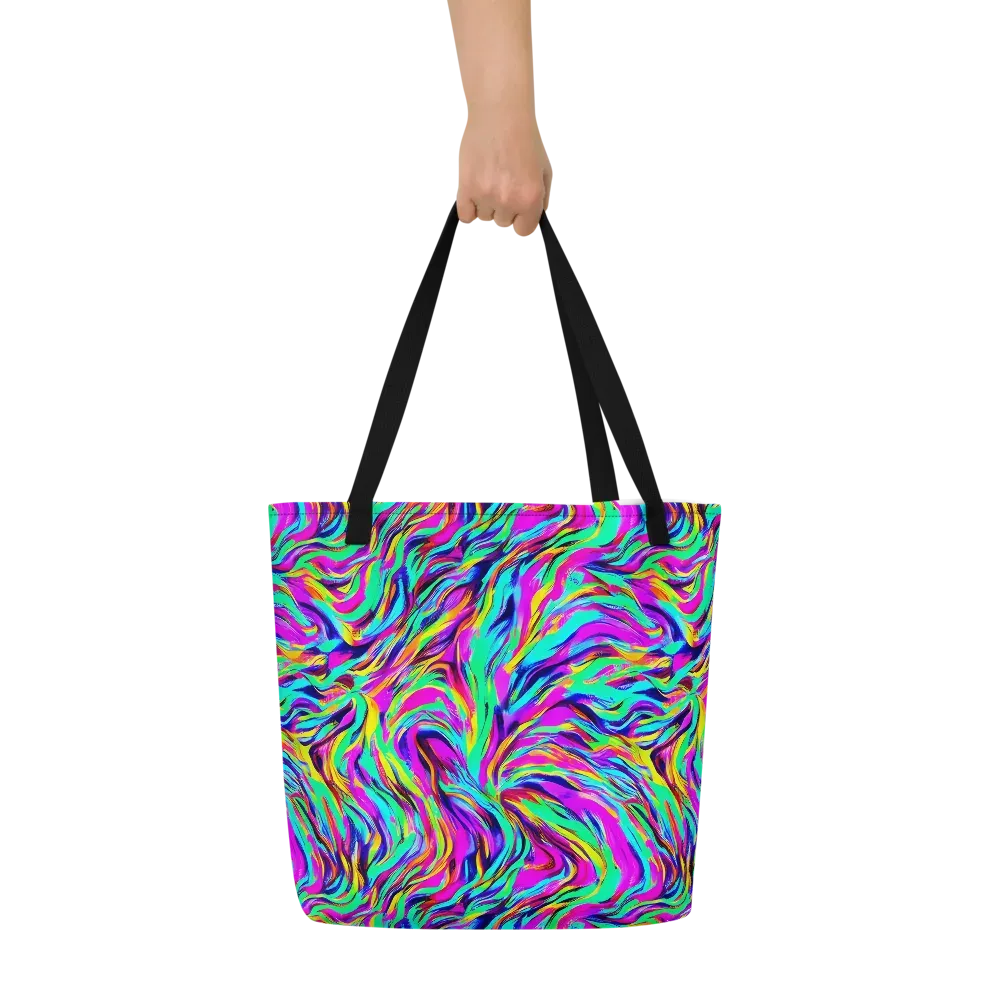 Rainbow Riot on Large Tote Bag W/ Pocket — Front