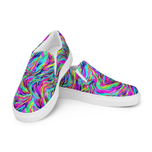 Rainbow Riot on a Women's Slip-On Canvas Shoes