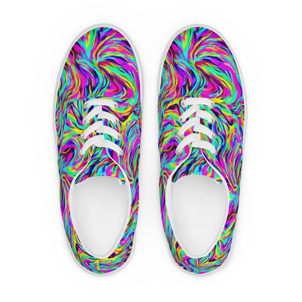 Rainbow Riot on Men's Lace-Up Canvas Shoes — Front