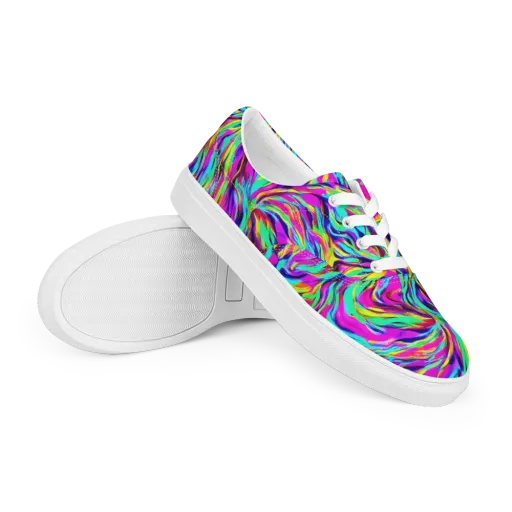 Rainbow Riot on a Men's Lace-Up Canvas Shoes