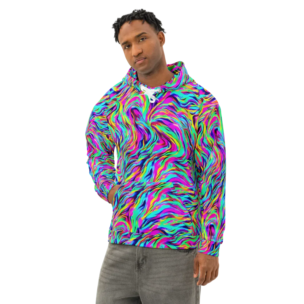 Rainbow Riot on Cotton Hoodie — Left Front