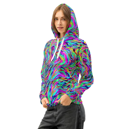 Rainbow Riot on a Cotton Hoodie