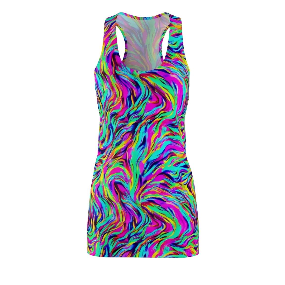 Rainbow Riot on Racerback Dress — Front