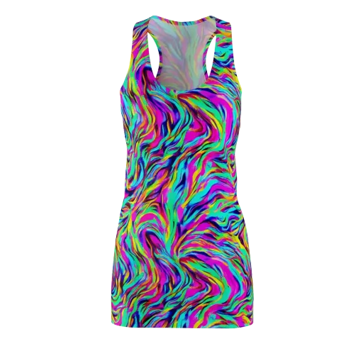 Rainbow Riot on a Racerback Dress