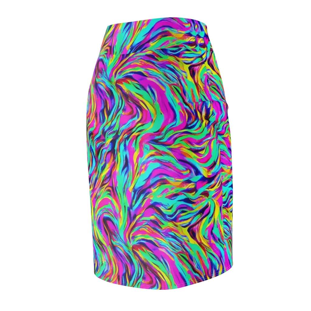 Rainbow Riot on Pencil Skirt — Back Side