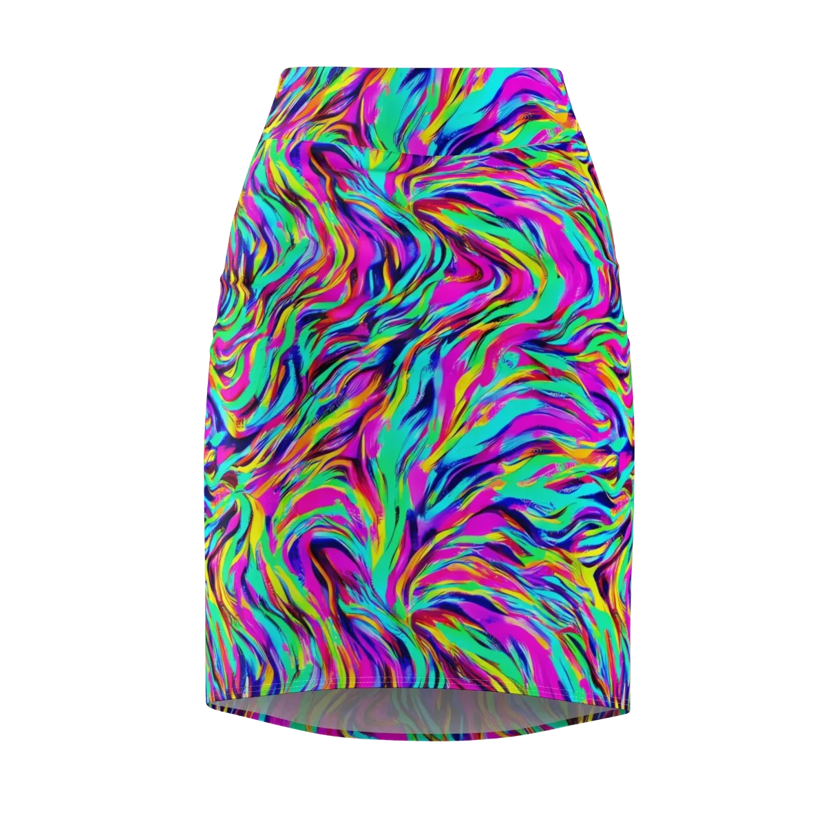 Rainbow Riot on Pencil Skirt — Front