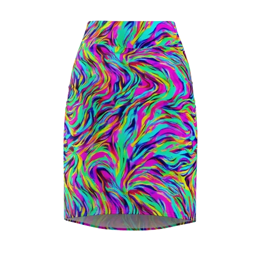Rainbow Riot on a Pencil Skirt