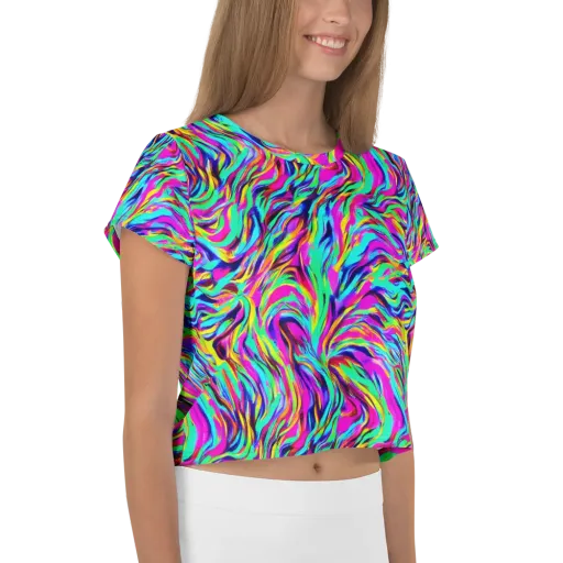 Rainbow Riot on a Crop Tee