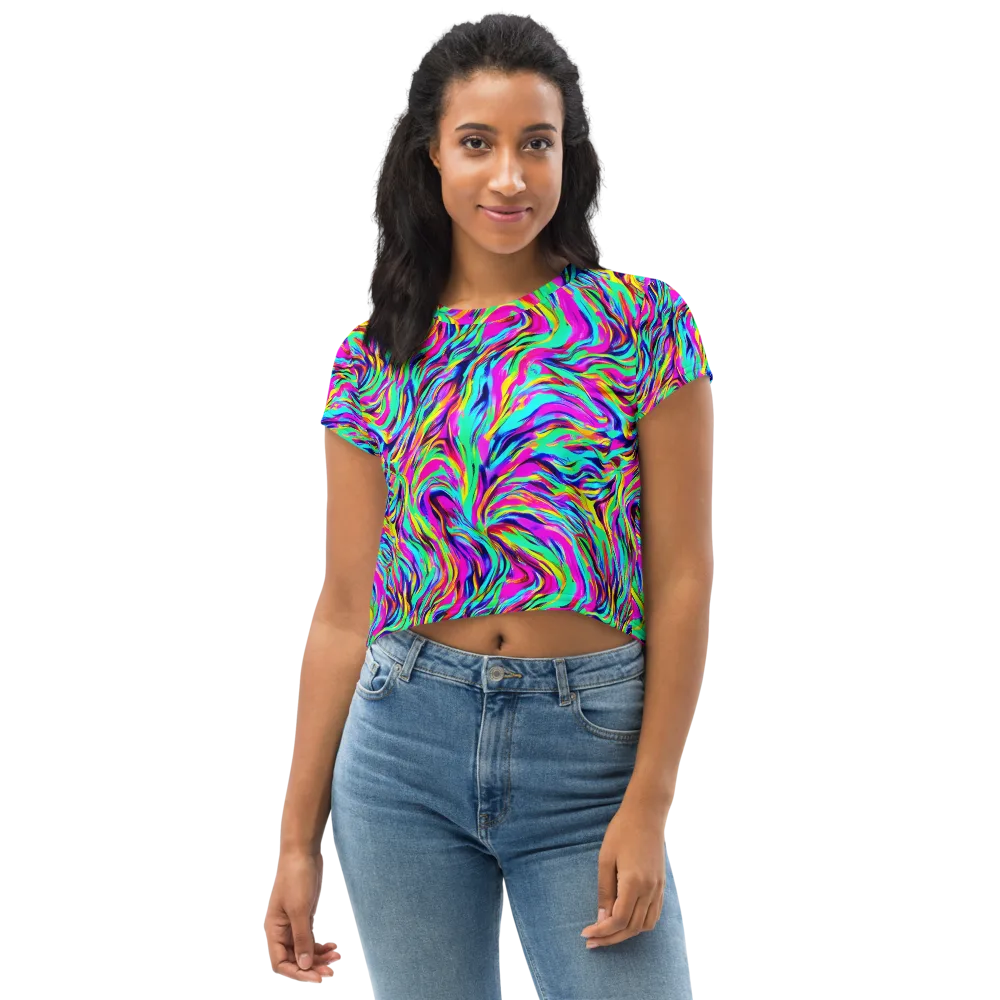 Rainbow Riot on Crop Tee — Front