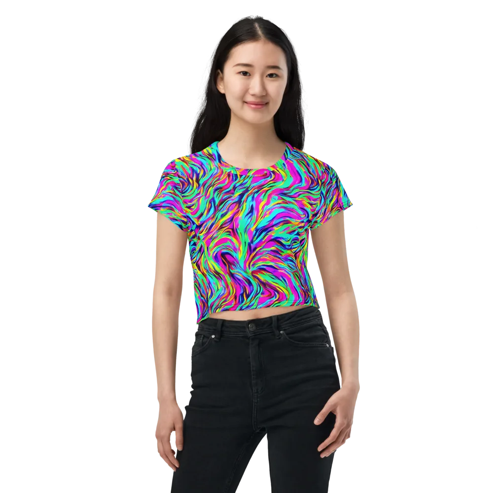 Rainbow Riot on Crop Tee — Front