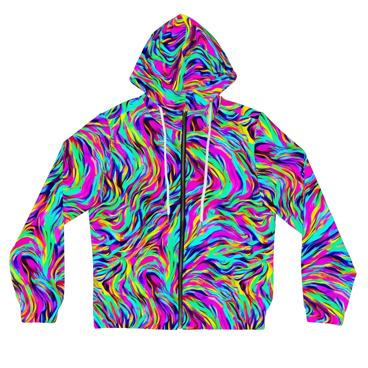 Rainbow Riot on Women's Full-Zip Hoodie — Front
