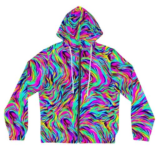 Rainbow Riot on a Women's Full-Zip Hoodie