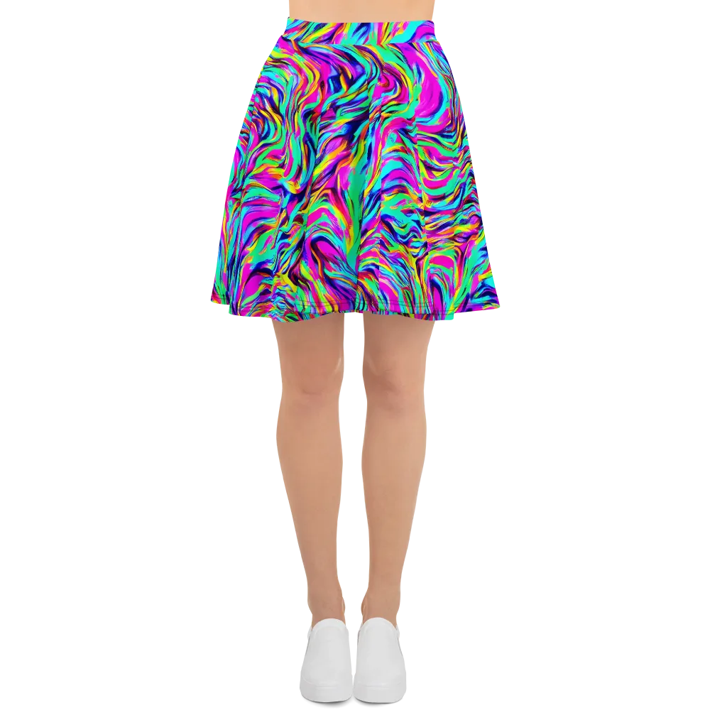 Rainbow Riot on Skater Skirt — Front
