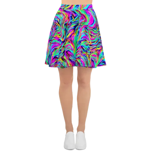 Rainbow Riot on a Skater Skirt