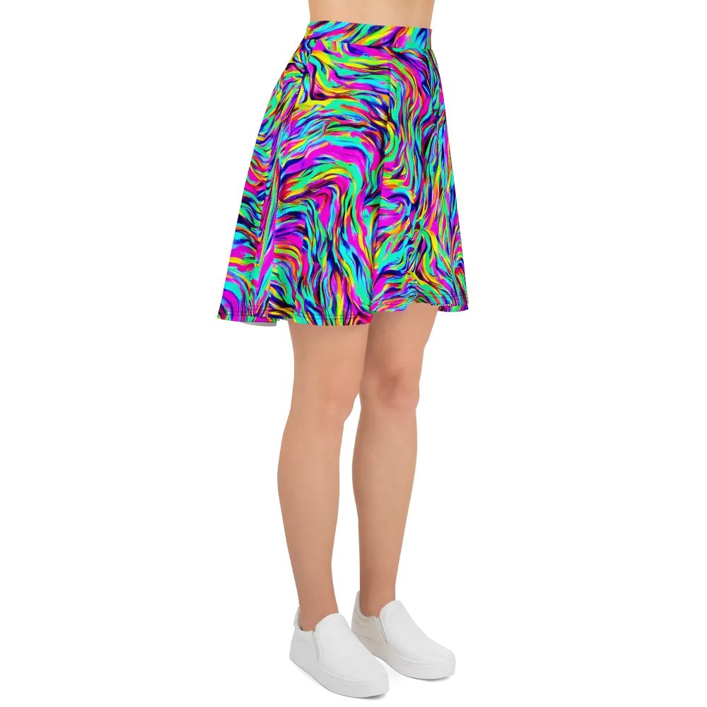 Rainbow Riot on Skater Skirt — Right