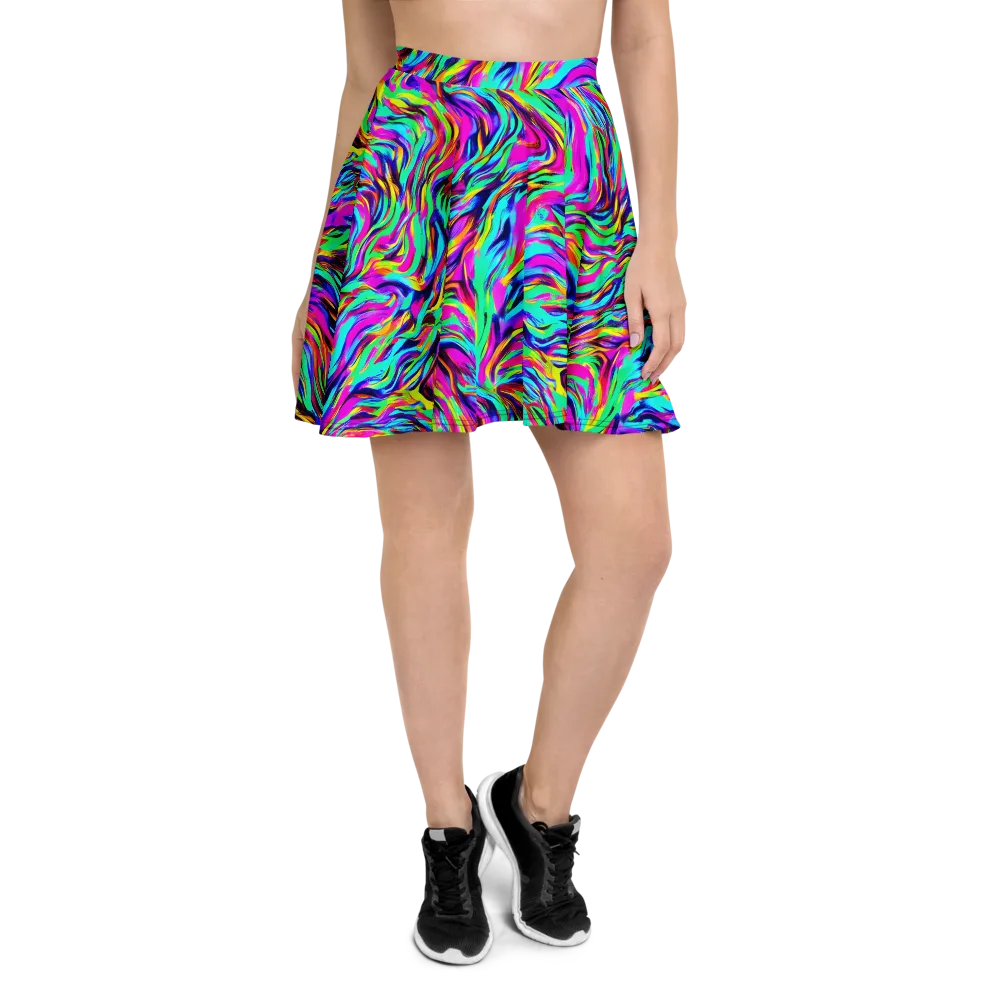 Rainbow Riot on Skater Skirt — Front