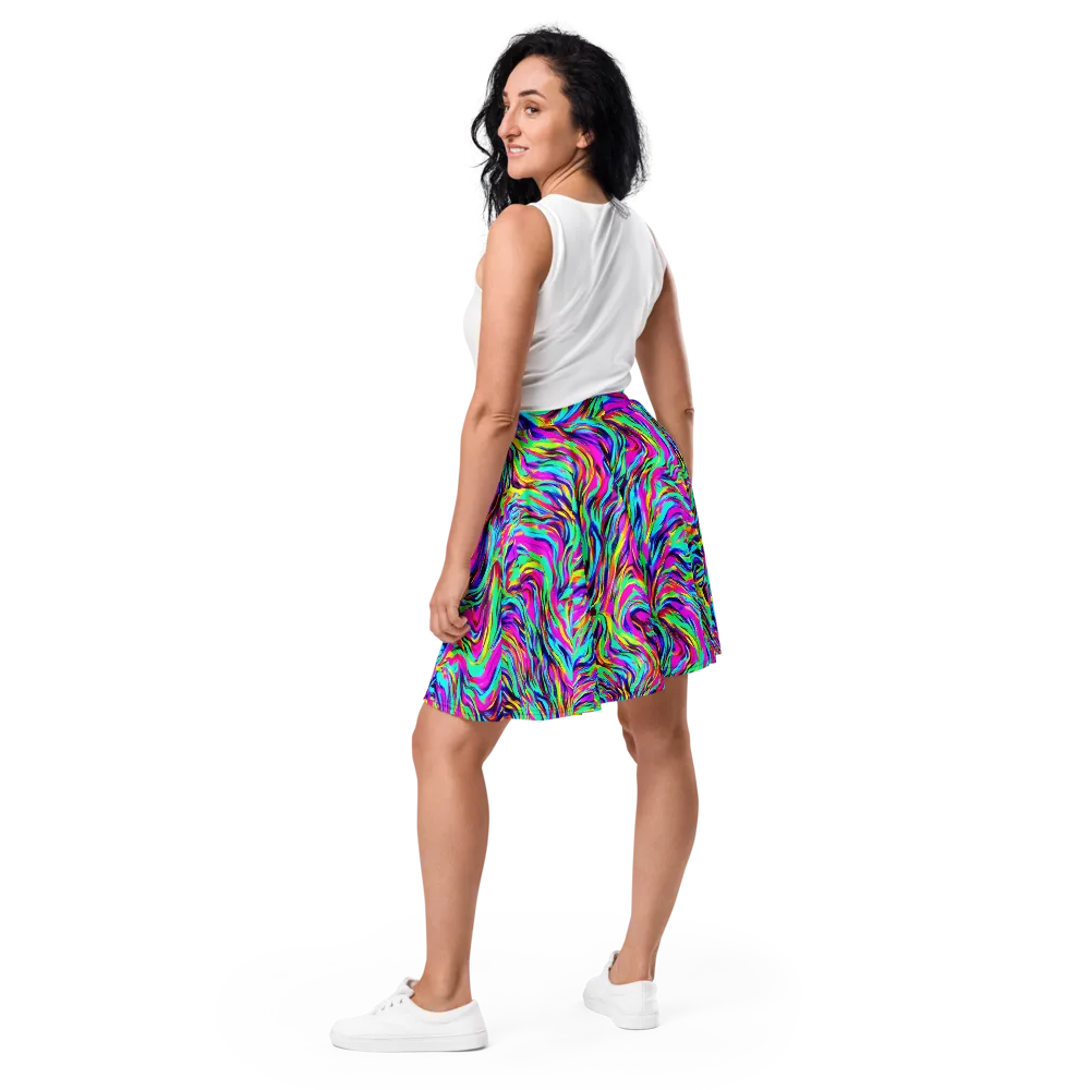 Rainbow Riot on Skater Skirt — Back