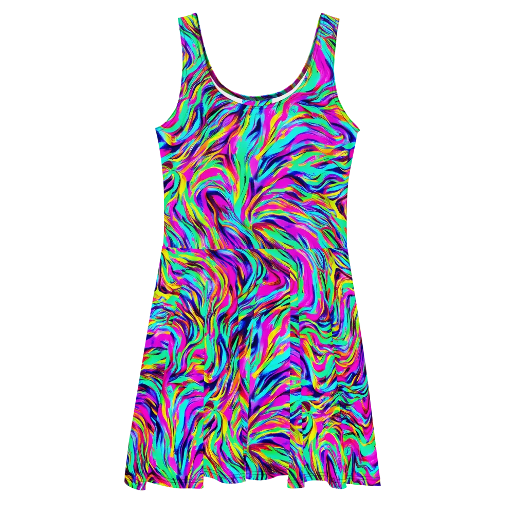 Rainbow Riot on Skater Dress — Front