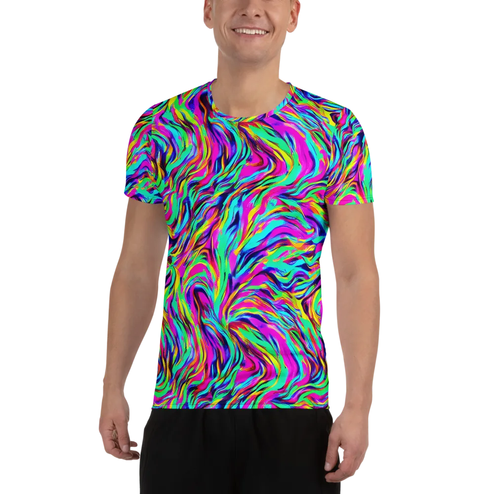 Rainbow Riot on Men's Athletic T-Shirt — Front