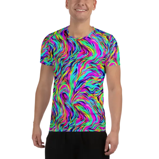 Rainbow Riot on a Men's Athletic T-Shirt