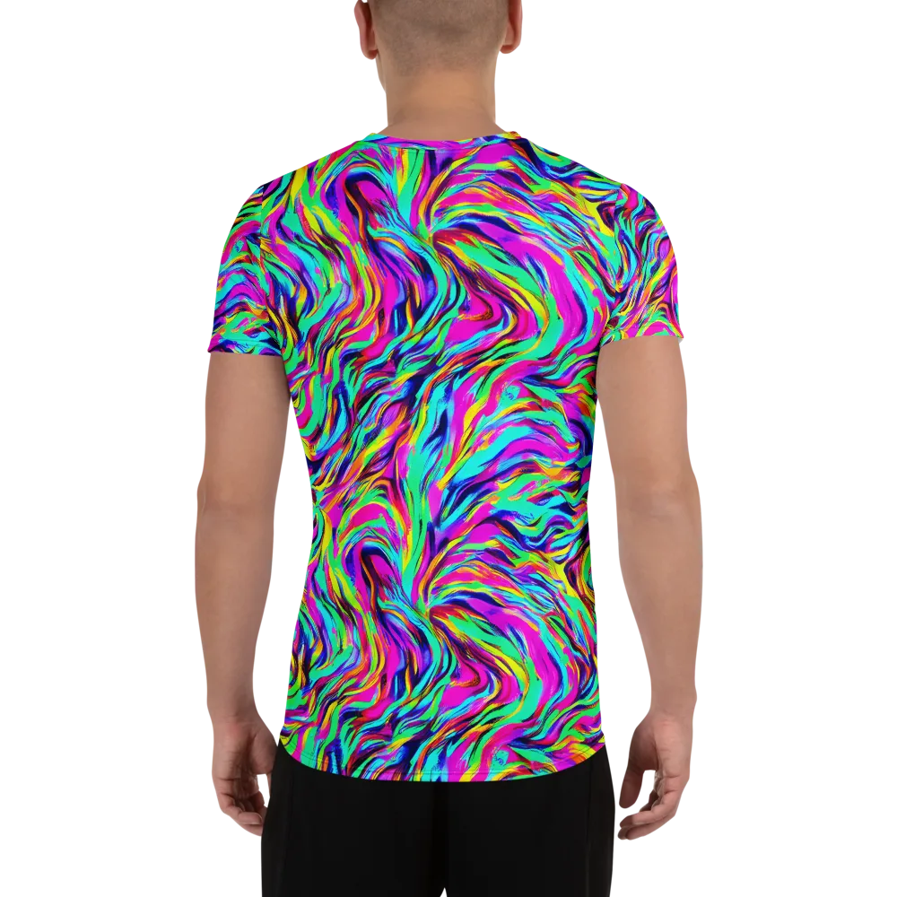 Rainbow Riot on Men's Athletic T-Shirt — Back
