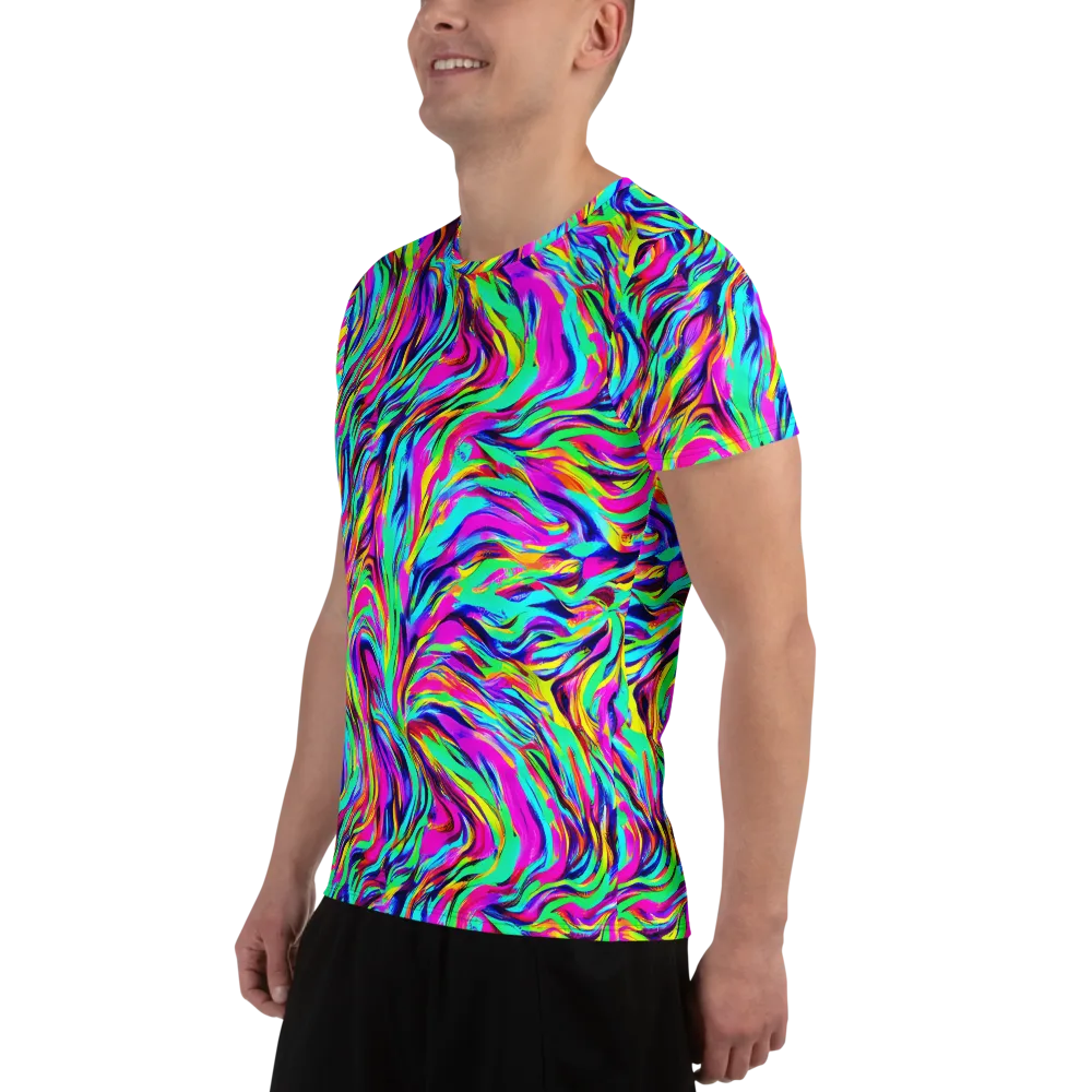 Rainbow Riot on Men's Athletic T-Shirt — Left