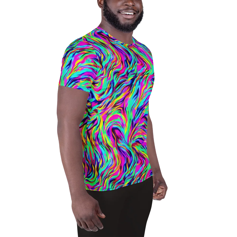 Rainbow Riot on Men's Athletic T-Shirt — Right
